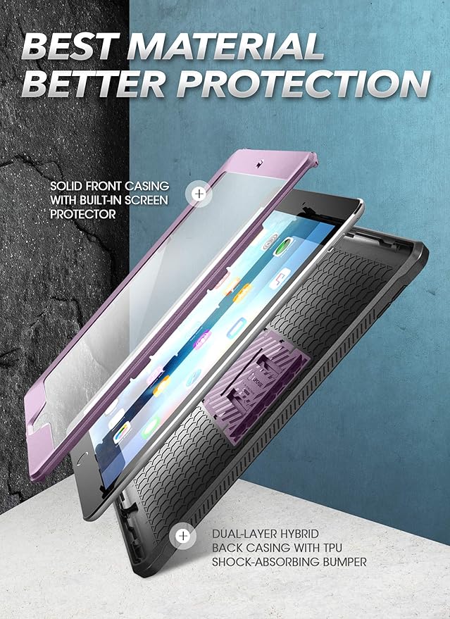 SUPCASE for iPad 9th Generation Case with Screen Protector (Unicorn Beetle Pro), [Built-in Stand] Heavy Duty Rugged Protective Case for iPad 10.2 9th / 8th / 7th Generation (2021/2020/2019), Purple