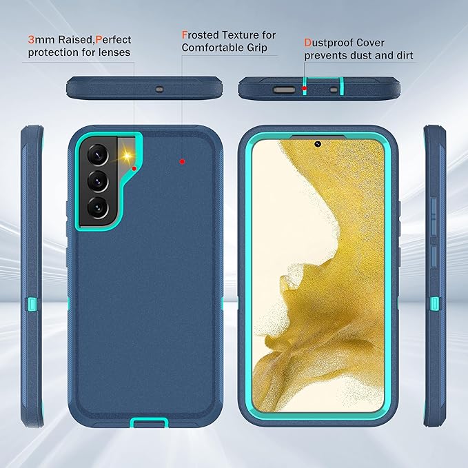 for Samsung Galaxy S22 Plus Case with [2 Pack] HD Screen Protector, [Military-Grade] Shockproof Dust/Drop Proof 3-Layer Full Body Protection Heavy Duty Case for Galaxy S22+ Plus, Green