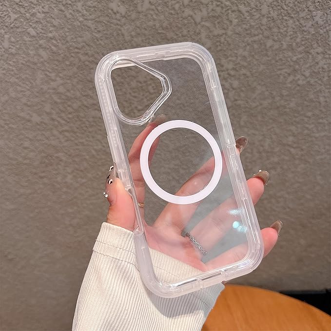 Designed for iPhone 17 Case,[Compatible with Magsafe] [Non-Yellowing] [Without Screen Protector] Shockproof/Dust/Drop Proof 3-Layer Full Body Protection Rugged Heavy Duty Cover, Clear
