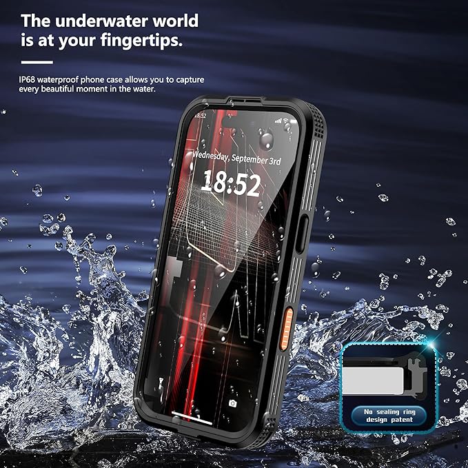 GOLDJU Magnetic for iPhone 17 Pro Case-Waterproof, Built-in Screen & Camera Protector-IP68 Underwater Full Body 16FT Military Dropproof Shockproof Case for 17 Pro 6.3''- Black