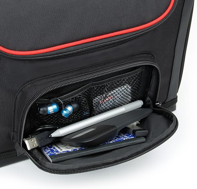 USA Gear Small Messenger Bag Compatible with Microsoft Surface Pro 11th Gen/10/9/8/7, Surface Laptop 13-inch (2025) - Shoulder Bag Travel Tablet Case Fits Accessories, Charger, Keyboard, Mouse (Red)