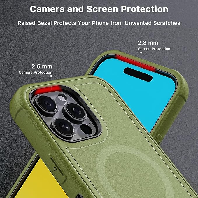 M MYBAT PRO Maverick Series for iPhone 16 Pro Max Case with Belt Clip Holster,[Compatible with Magsafe]&Screen Protector,Anti-Drop,Shockproof,360°Rotating Kickstand,Heavy Duty Protection Army Green