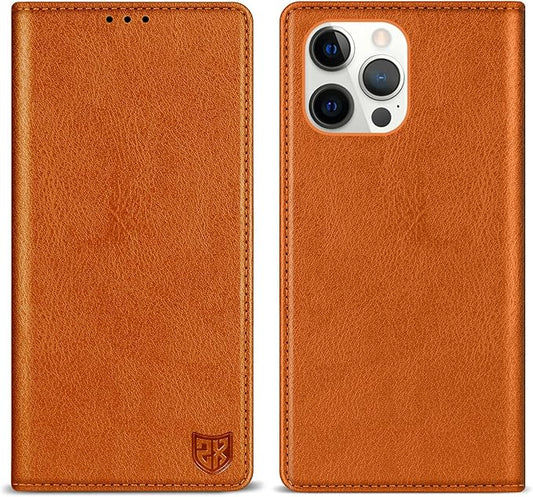 ZZXX for iPhone 15 Pro Wallet Case with [RFID Blocking] Card Slot Stand Strong Magnetic Leather Flip Fold Protective Phone Case for iPhone 15 Pro Case Wallet(Brown-6.1 inch)