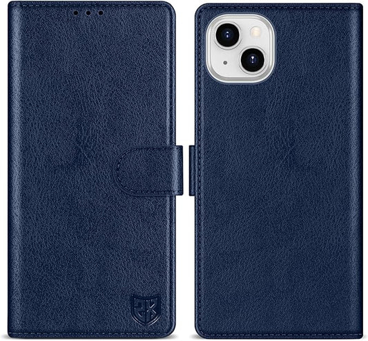 ZZXX for iPhone 15 Wallet Case with [RFID Blocking] Card Slot Kickstand Magnetic Closure Leather Flip Fold Protective Phone Case for iPhone 15 Case Wallet(Blue-6.1 inch)