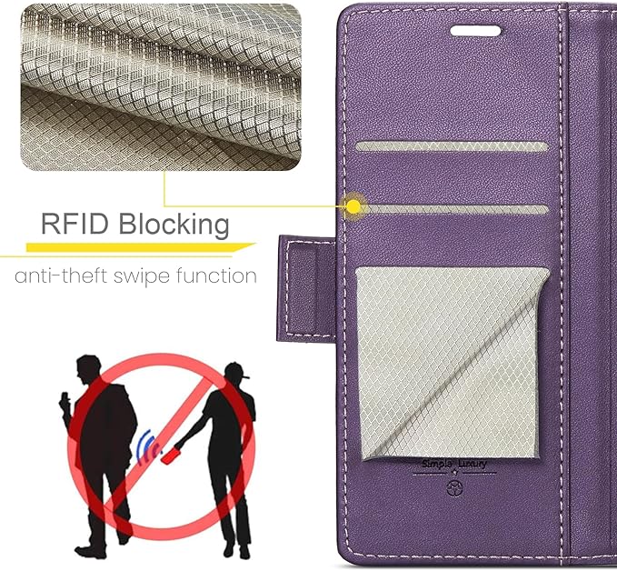 for iPhone 16 Plus Case, Premium PU Leather Wallet Case Flip Cover with [RFID Blocking][Card Holder][Stand Function] Shockproof Protective for iPhone 16 Plus, Purple