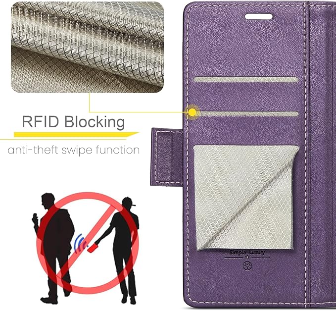 for iPhone 16 Pro Max Case, Premium PU Leather Wallet Case Flip Cover with [RFID Blocking][Card Holder][Stand Function] Shockproof Protective for iPhone 16 Pro Max 6.9", Purple