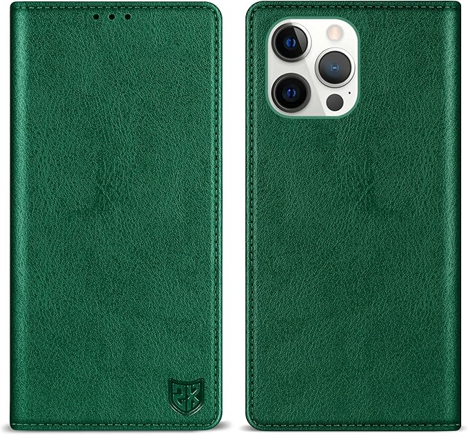 ZZXX for iPhone 15 Pro Wallet Case with [RFID Blocking] Card Slot Stand Strong Magnetic Leather Flip Fold Protective Phone Case for iPhone 15 Pro Case Wallet(Green-6.1 inch)