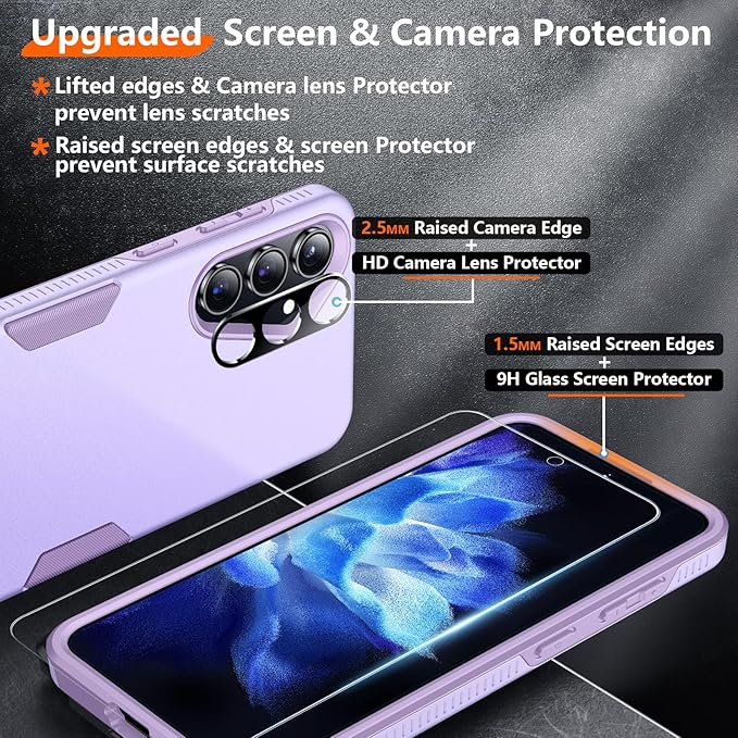 Red2Fire for Samsung Galaxy S24 Case, [Military Grade Drop Protection] Non-Slip Heavy Duty Full Body Shockproof Protection Phone Case for S24 Case 6.2 inch,Light Purple