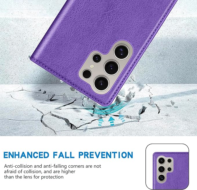 ZZXX for Samsung Galaxy S25 Ultra Wallet Case with [RFID Blocking] Card Slot Stand Strong Magnetic Leather Flip Fold Protective Phone Case for Samsung Galaxy S25 Ultra Case Wallet(Purple-6.8 inch)