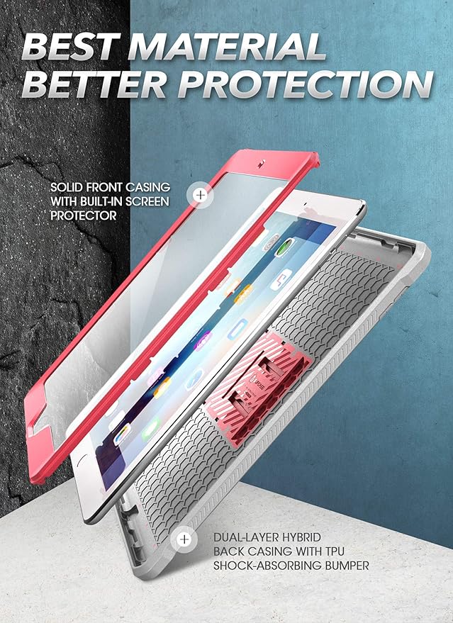 SUPCASE for iPad 9th Generation Case with Screen Protector (Unicorn Beetle Pro), [Built-in Stand] Heavy Duty Rugged Protective Case for iPad 10.2 9th / 8th / 7th Generation (2021/2020/2019), Pink
