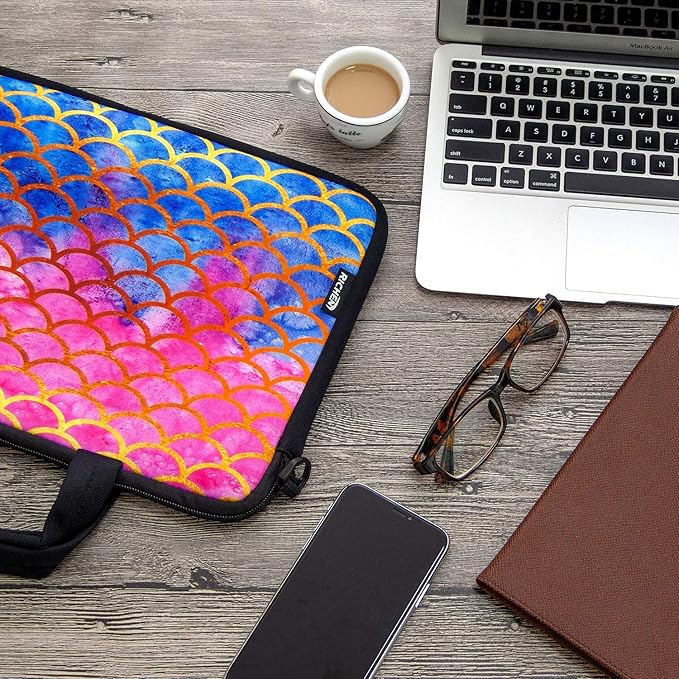 RICHEN 10 inch Messenger Bag Carrying Case Sleeve with Handle Accessory Pocket Fits 7 to 10-Inch Laptops/Notebook/Kids Tablet (7-10.2 inch, Mermaid Scale)