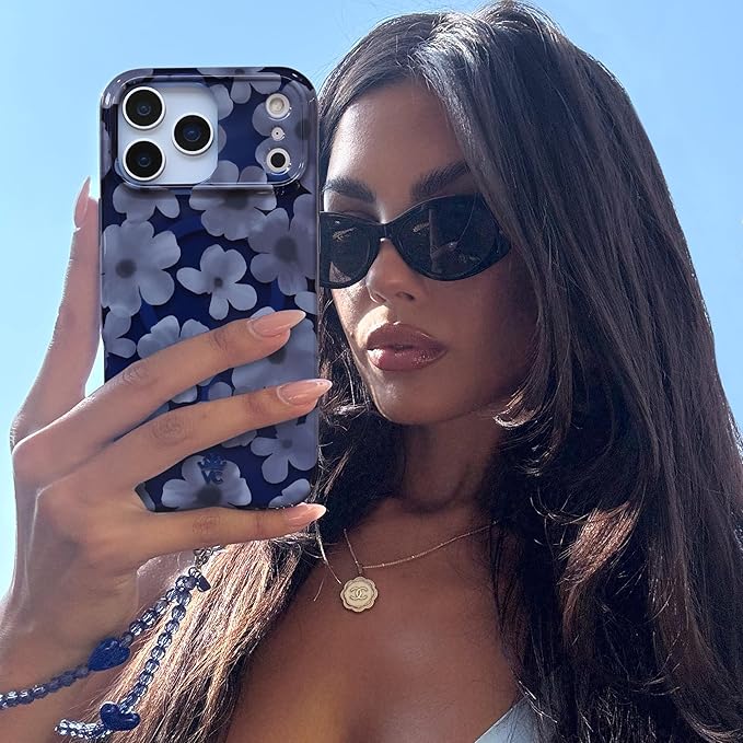 VELVET CAVIAR Case for iPhone 17 Air | Compatible with MagSafe | 10ft Drop Tested | Protective Designer Cases | Midnight Blossom Blue Flowers