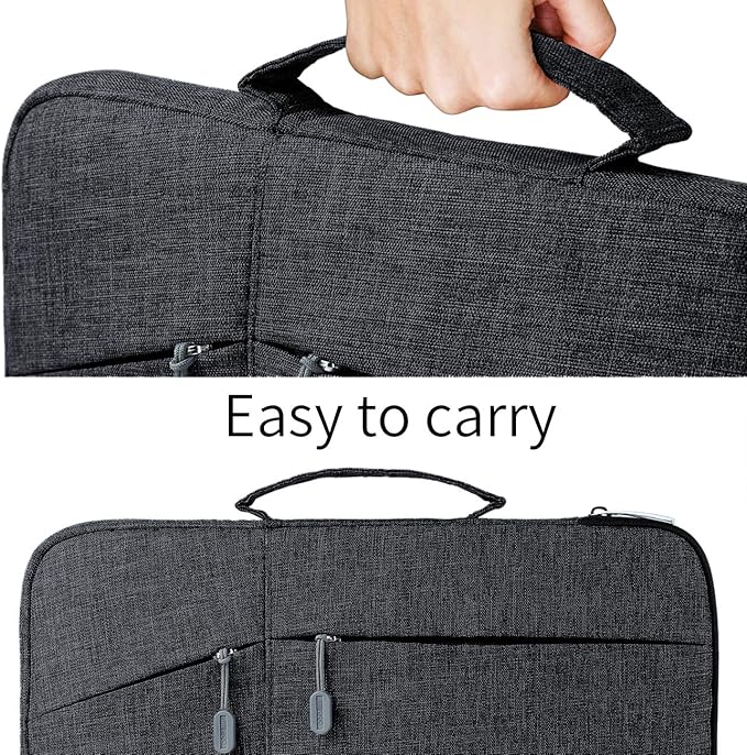 Megoo 12inch Laptop Sleeve with Accessory Pouch for Microsoft Surface Pro 12/7/6/5/4 12.5", Laptop Go 12.4", Pro 11/10/9/8 13", Carry Travel Case for 11"-13" Chromebook Tablet(Black with Charger Case)