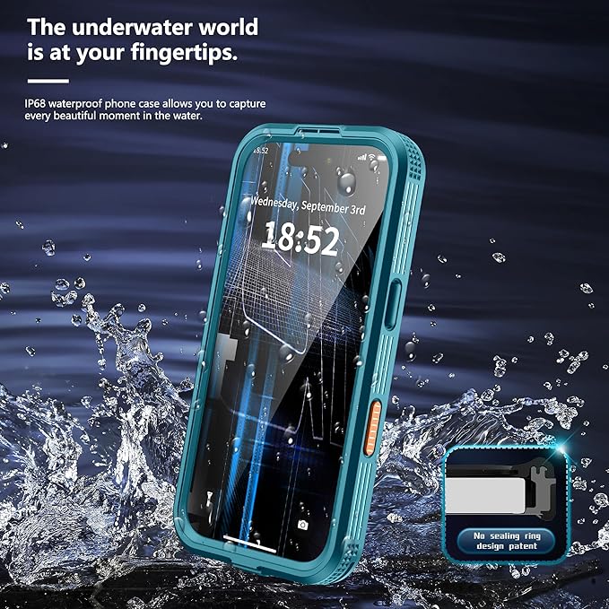 GOLDJU Magnetic for iPhone 17 Pro Case-Waterproof, Built-in Screen & Camera Protector-IP68 Underwater Full Body 16FT Military Dropproof Shockproof Case for 17 Pro 6.3''- Blue