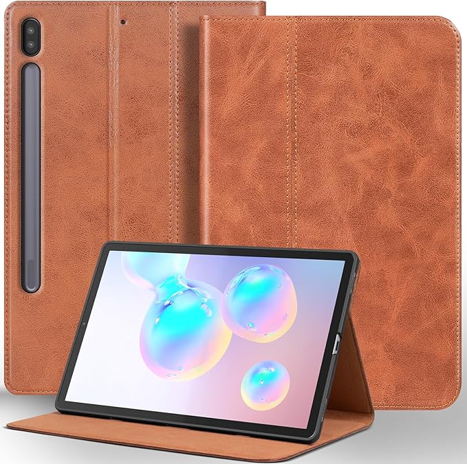 for Samsung Galaxy Tab S6 10.5 inch Case 2019 Model(SM-T860/T865/T867) Genuine Leather Cover Protective Shell,Auto Wake/Sleep.Brown