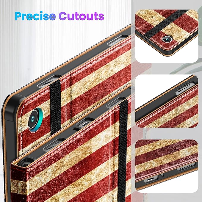 DTTO for Samsung Galaxy Tab A9 Plus 11 inch Case 2023, Premium Leather Business Folio Stand Cover with Hand Strap for Galaxy Tab A9+ 11'' 2023 Model (SM-X210/X216/X218) - Auto Wake/Sleep, US Flag