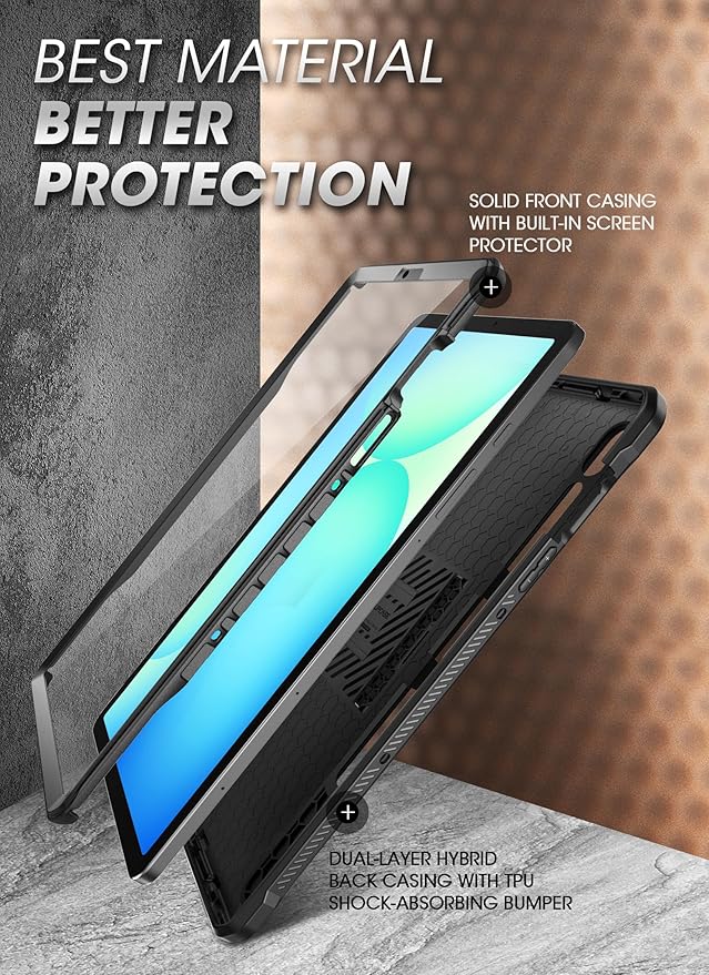 SUPCASE for Samsung Galaxy Tab S10 FE 10.9 inch Case with Stand (Unicorn Beetle Pro), [Built-in Screen Protector & S Pen Holder] Full-Body Heavy Duty Rugged Tablet Cover for Tab S10 FE 2025, Black