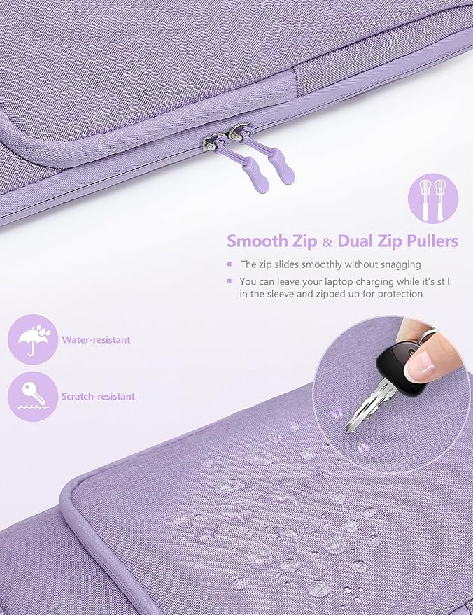 HYZUO 13 Inch Laptop Bag Sleeve for MacBook Air 13 M4 M3 M2 M1 2025-2018, MacBook Pro 13 M2 M1 2025-2016, 13" iPad Pro/Air, Surface Pro, XPS 13, Protective Case for 12"-13" Tablet, Lilac Purple