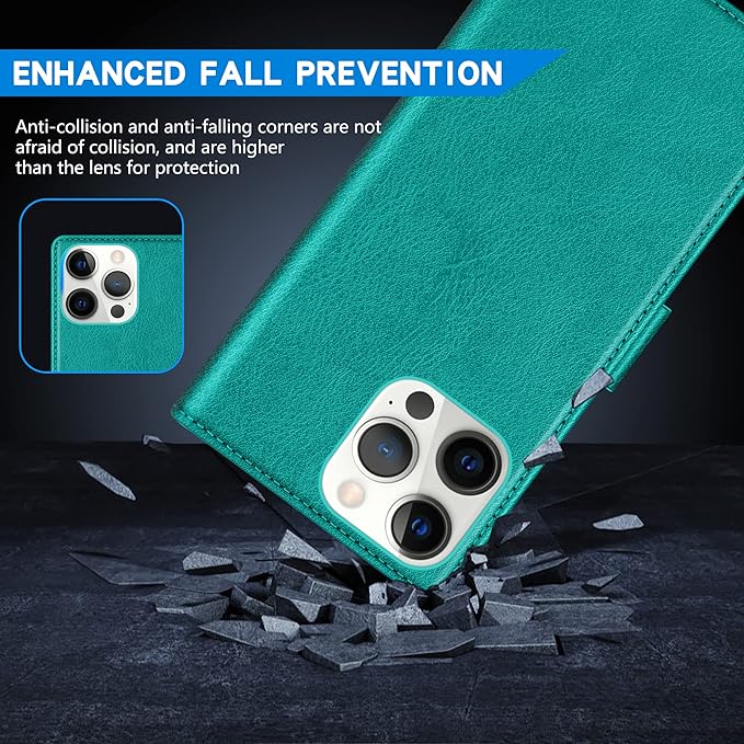 ZZXX for iPhone 15 Plus Wallet Case with [RFID Blocking] Card Slot Kickstand Magnetic Closure Leather Flip Fold Protective Phone Case for iPhone 15 Plus Case Wallet(Lake Blue-6.7 inch)