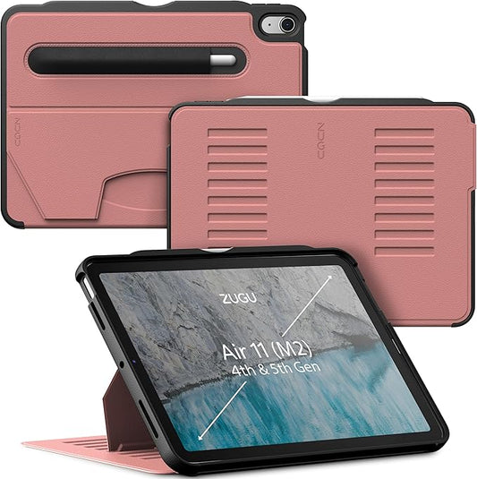 ZUGU CASE for iPad Air 11 (M3 2025 / M2 2024) iPad Air 4 & 5 10.9 Inch (2020/2022) - Protective, Ultra Thin, Magnetic Stand, Sleep/Wake Cover with Apple Pencil Charging & Storage - Desert Rose