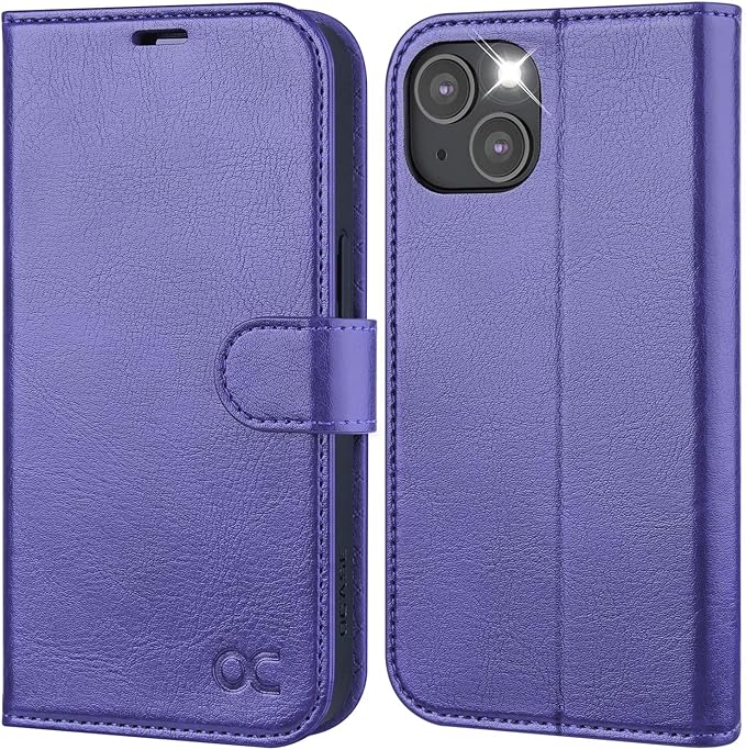OCASE Compatible with iPhone 14 Wallet Case, PU Leather Flip Folio Case with Card Holders RFID Blocking Kickstand [Shockproof TPU Inner Shell] Phone Cover 6.1 Inch 2022 (Purple)