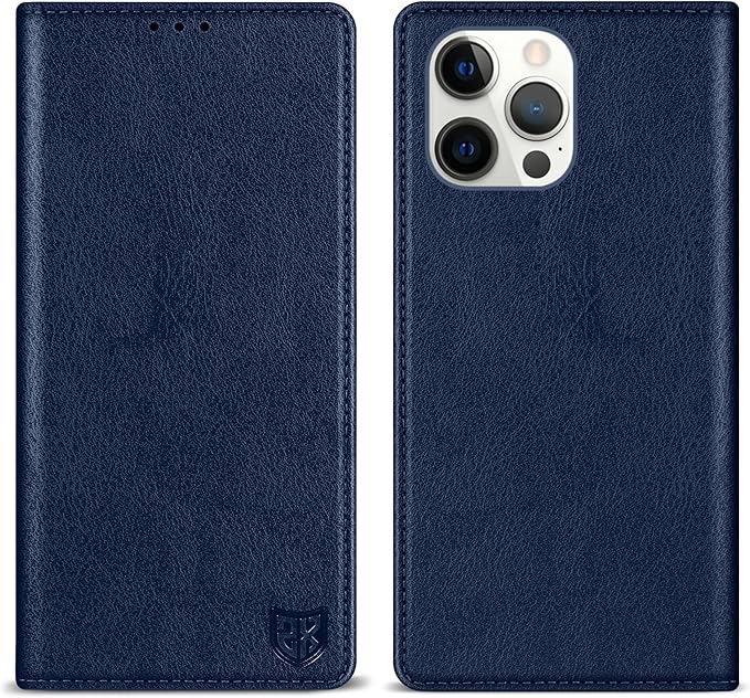 ZZXX for iPhone 15 Pro Wallet Case with [RFID Blocking] Card Slot Stand Strong Magnetic Leather Flip Fold Protective Phone Case for iPhone 15 Pro Case Wallet(Blue-6.1 inch)