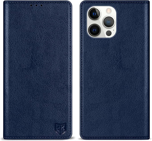 ZZXX for iPhone 15 Pro Max Wallet Case with [RFID Blocking] Card Slot Stand Strong Magnetic Leather Flip Fold Protective Phone Case for iPhone 15 Pro Max Case Wallet(Blue-6.7 inch)