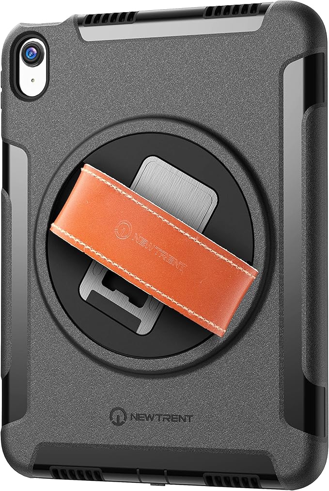 Original Rugged iPad Case for iPad 11 (A16) 11-inch (2025) & iPad 10th Gen 10.9-inch (2022) | 360° Rotating Kickstand, Genuine Leather Hand Strap, Built-in Screen Protector (Black)