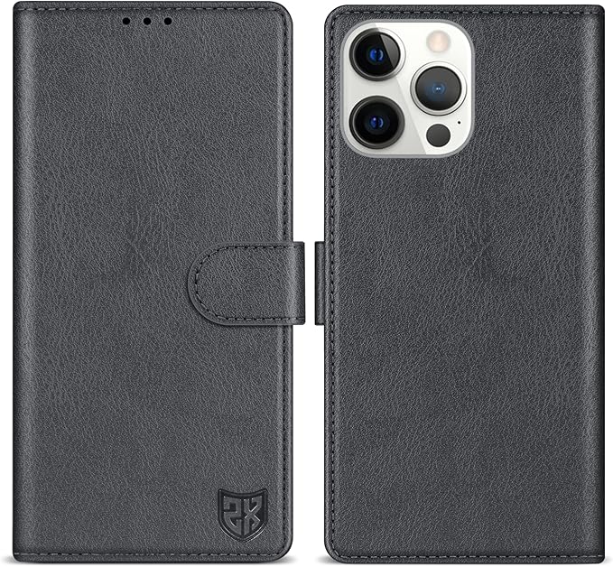 ZZXX for iPhone 15 Pro Wallet Case with [RFID Blocking] Card Slot Kickstand Magnetic Closure Leather Flip Fold Protective Phone Case for iPhone 15 Pro Case Wallet(Grey-6.1 inch)