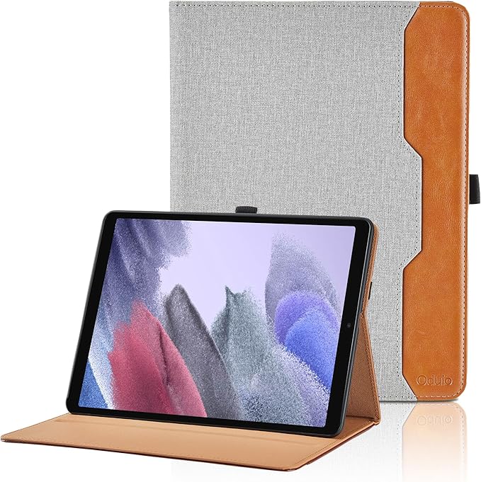 Case for Samsung Galaxy Tab A7 Lite 8.7 Inch 2021 (SM-T227/T225/T220) - PU Leather Business Flip Case with Hand Strap and Pocket, Gray