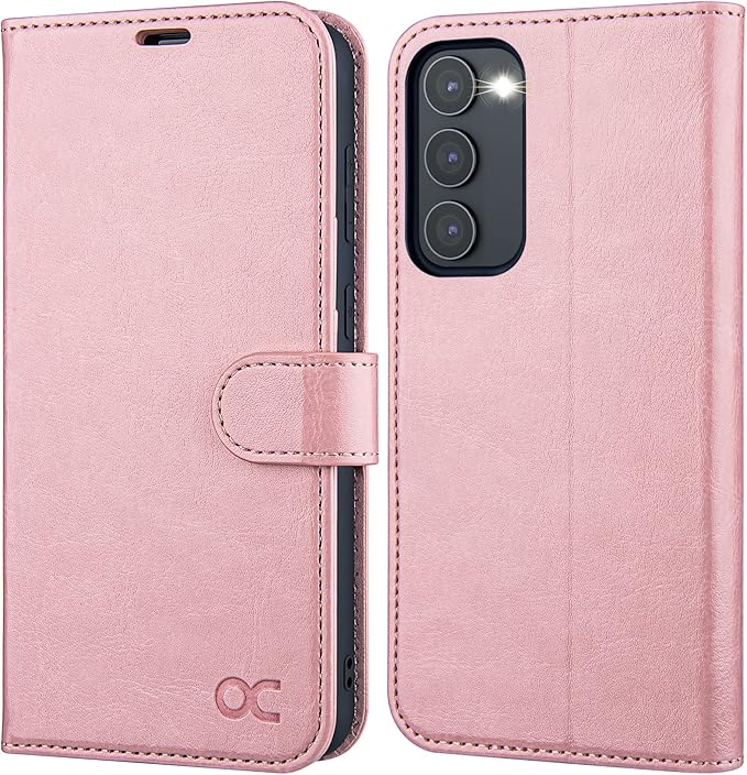 OCASE Compatible with Galaxy S23 5G Wallet Case, PU Leather Flip Folio Case with Card Holders RFID Blocking Kickstand [Shockproof TPU Inner Shell] Phone Cover 6.1 Inch (2023) -Pink