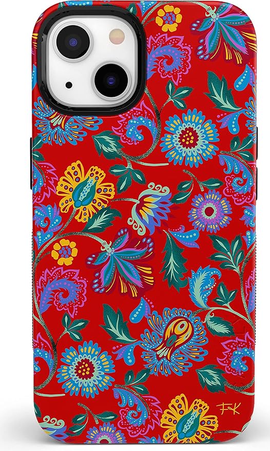 Casely iPhone 14 Case | Painted Flowers | Frida Kahlo Floral Girly | Compatible with MagSafe | Bold Protective Design