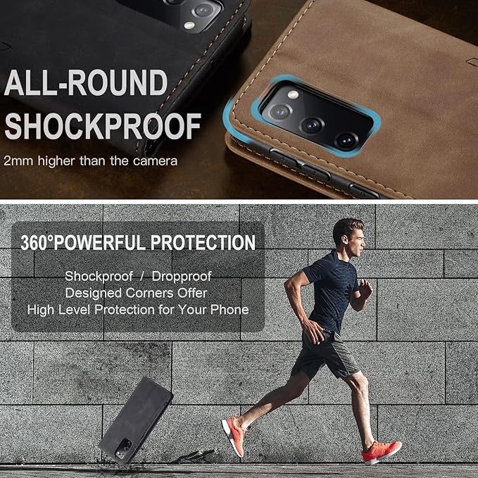 for Samsung Galaxy S20 FE Case, Flip Wallet Leather Case with Card Holder Magnetic Closure Shockproof Kickstand Protective Phone Cases Cover for Samsung S20 FE,Black