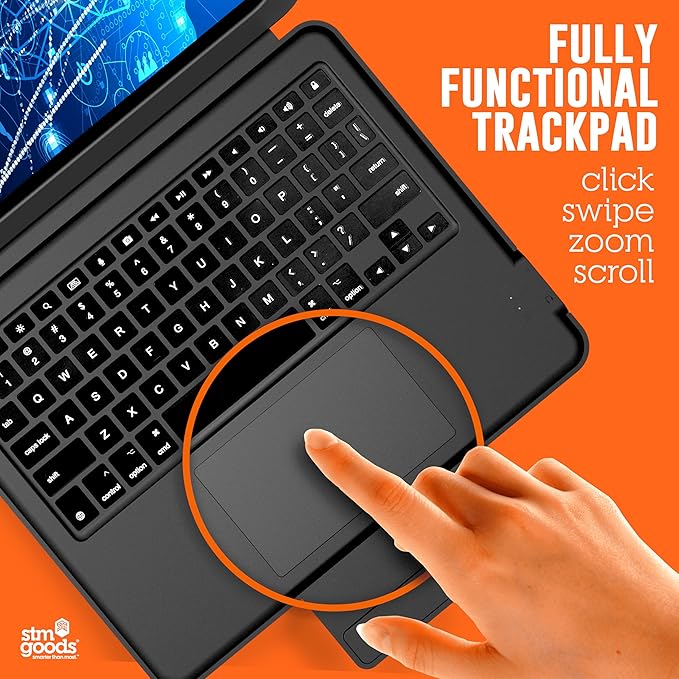 STM Goods Dux Keyboard Trackpad USB-C for iPad 10th, USB-C Connected Keyboard - Rugged, Rubberized Drop Protection - Integrated Trackpad, Storage for Apple Pencil Gen 1 or Logitech Crayon - Black