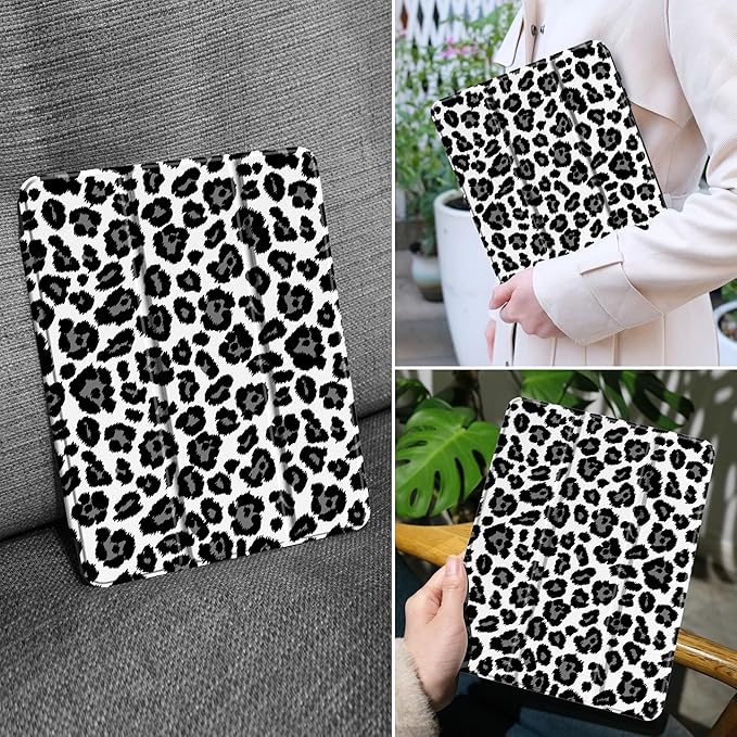 MEEgoodo Case for Samsung Galaxy Tab A9 Plus 11 inch Cover 2024 2023 with S Pen Holder,A9+ Smart Tablet Cases with Leather Trifold Stand+Soft TPU Back Shell+Smart Auto Wake/Sleep,Snow Leopard Texture