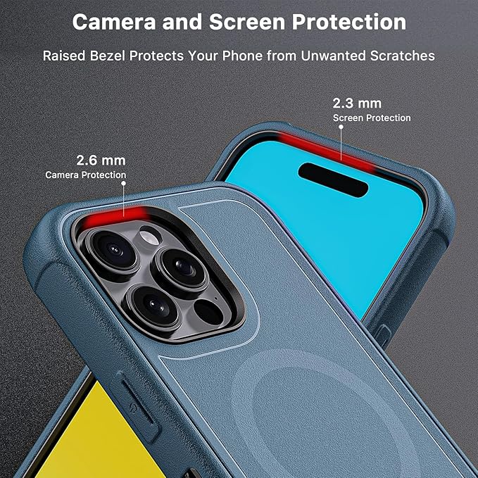M MYBAT PRO Maverick Series for iPhone 16 Pro Max Case with Belt Clip Holster,[Compatible with Magsafe] w/Screen Protector,Anti-Drop,Shockproof,with 360°Rotating Kickstand,Heavy Duty Protection Blue
