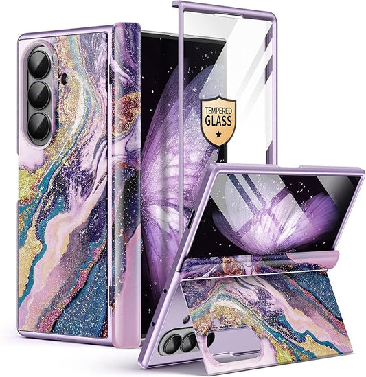 GVIEWIN for Samsung Galaxy Z Fold 7 Case Built-in HD Screen Protector [Compatible with Magsafe][Hidden Kickstand] Magnetic Full-Body Hinge Protection Slim Phone Case for Z Fold 7, Dreamland River