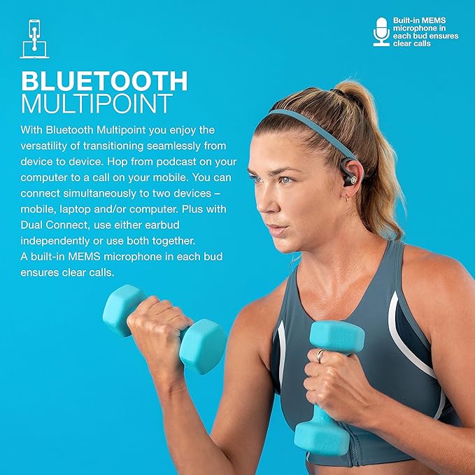 JLab JBuds Air Sport Gen 3 True Wireless Bluetooth Earbuds + Charging Case, Graphite, IP66 Sweat Resistance, Multipoint, Dual Connect, 3 EQ Sound Settings