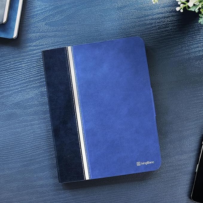 KingBlanc Case for iPad Pro 11 inch (M4) 2024 with Pencil Holder, Vegan Leather Smart Stand Cover, Auto Sleep Wake, Support Pencil Pro/(USB-C), Angles for Viewing/Writing, Durable Protection, Blue