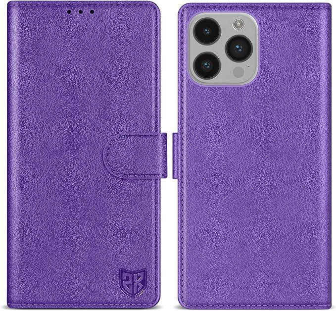 ZZXX for iPhone 14 Pro Wallet Case with [RFID Blocking] Card Slot Kickstand Magnetic Closure Leather Flip Fold Protective Phone Case for iPhone 14 Pro Case Wallet(Purple-6.1 inch)