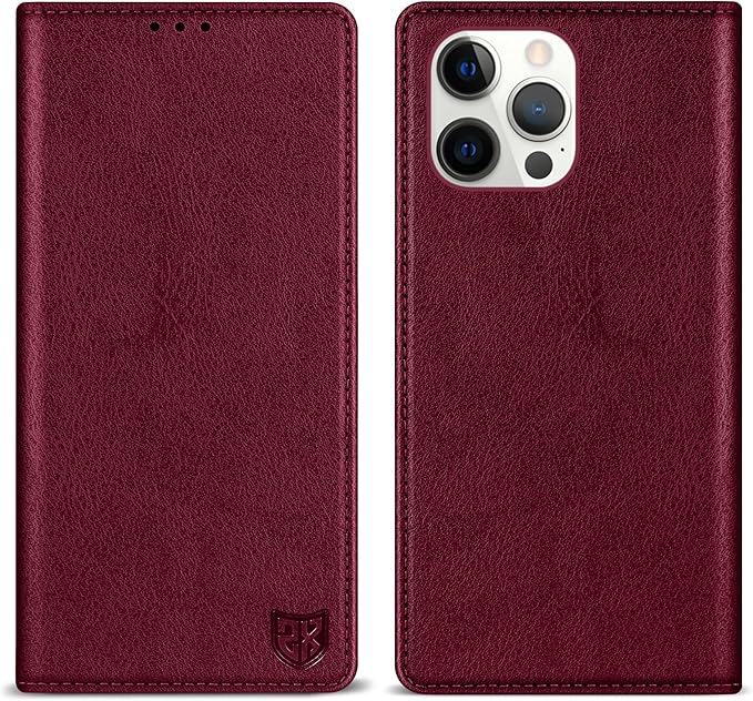 ZZXX for iPhone 15 Pro Max Wallet Case with [RFID Blocking] Card Slot Stand Strong Magnetic Leather Flip Fold Protective Phone Case for iPhone 15 Pro Max Case Wallet(Wine Red-6.7 inch)