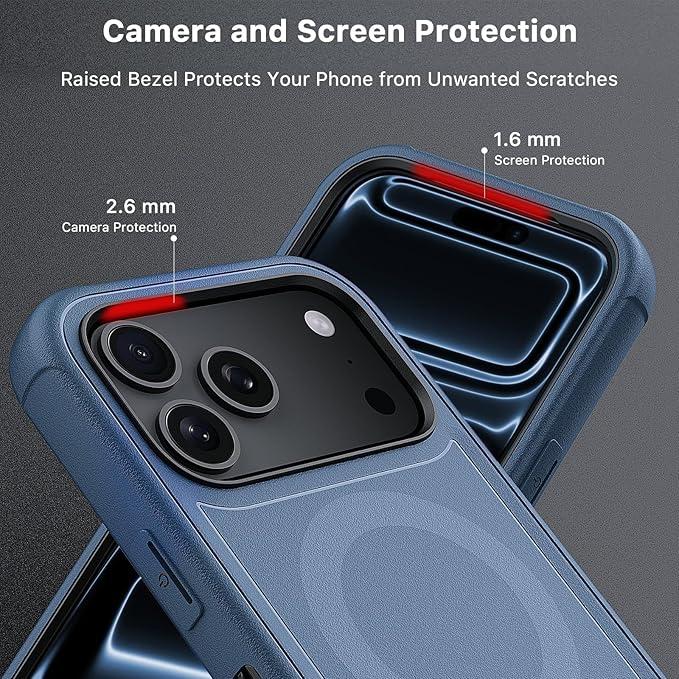 M MYBAT PRO for iPhone 17 Pro Case, Maverick Series Case with Belt Clip Holster,[Compatible with Magsafe] w/Screen Protector,Anti-Drop,Shockproof,w 360°Rotating Kickstand,Heavy Duty Protection Blue