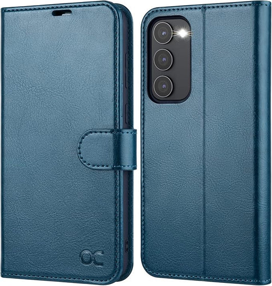 OCASE Compatible with Galaxy S23 5G Wallet Case, PU Leather Flip Folio Case with Card Holders RFID Blocking Kickstand [Shockproof TPU Inner Shell] Phone Cover 6.1 Inch (2023) -Peacock Blue