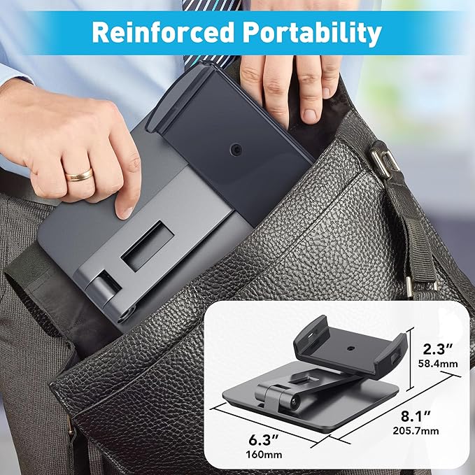 AboveTEK Business Kiosk Aluminum Tablet iPad Stand, 360° Swivel Tablet & Phone Holders for Any 4"-15.6" Display Tablets/Cell Phones/Portable Monitor, Sturdy for Store POS Office (Grey)