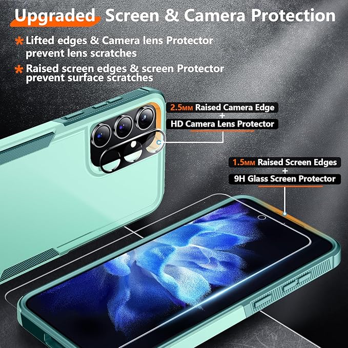 Red2Fire for Samsung Galaxy S24 Case, [Military Grade Drop Protection] Non-Slip Heavy Duty Full Body Shockproof Protection Phone Case for S24 Case 6.2 inch, Light Green