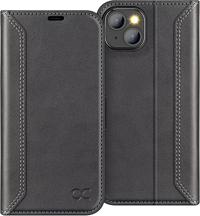 OCASE Retro Series Compatible with iPhone 14 Wallet Case with Card Holders [RFID Blocking][TPU Inner Shell ][Kickstand] PU Leather Flip Folio Shockproof Phone Cover 6.1 inch(Black)