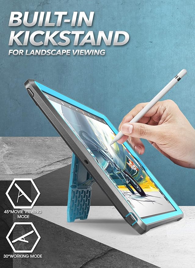 SUPCASE for iPad 9th Generation Case with Screen Protector (Unicorn Beetle Pro), [Built-in Stand] Heavy Duty Rugged Protective Case for iPad 10.2 9th / 8th / 7th Generation (2021/2020/2019), Blue