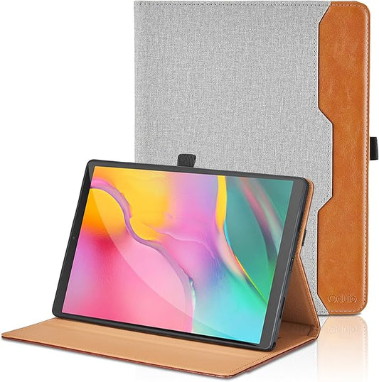 Case for Samsung Galaxy Tab A 10.1 2019 (SM-T510/T515) - PU Leather Business Folio Protective Case with Hand Strap and Pocket, Gray