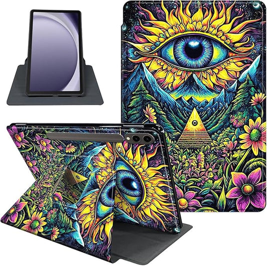 Case for Samsung Galaxy Tab S10 Ultra/Tab S9 Ultra 14.6-Inch, 360 Degree Rotating Folio Stand Smart Cover for Galaxy Tab S10 Ultra/ S9 Ultra 14.6'', Auto Sleep/Wake, Eye Flowers