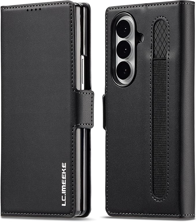 HXY Wallet Case for Samsung Galaxy Z Fold 7 with S Pen Holder, PU Leather Magnetic Flip Case for Men Women with Card Holder Kickstand Shockproof Protection Case for Galaxy Z Fold 7 2025 (Black)